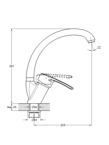 Смеситель для кухни одноручный KAK4-A181KH