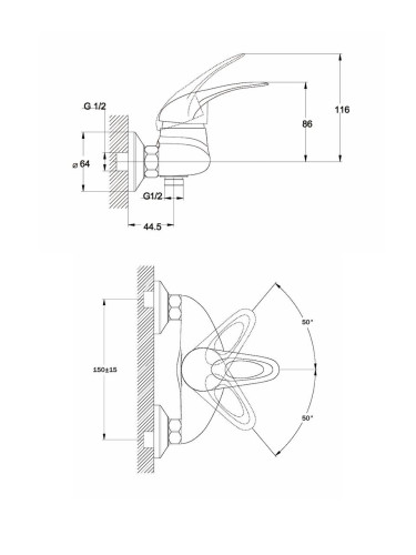 Смеситель для душевой кабины KLO5-A048