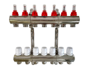 Блок коллекторный 7 выхода х1.0"х3/4" с расходомерами латунь ZEGOR QS-1871