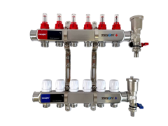 Блок коллекторный 6 выходов 1.0&quot;х3/4&quot; с расходомерами нерж сталь ZEGOR QS-1864