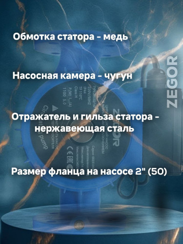 Насос циркуляционный бесшумный фланцевый ZRS50/12F-280-0.75kw Pro ZEGOR