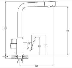 Смеситель для кухни одноручный с подключением к фильтру питьевой воды GEP18-A076