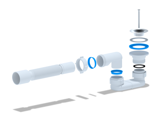 Сифон АНИ для душевого поддона плоский 1 1/2" с гибкой трубой 40/50 E015