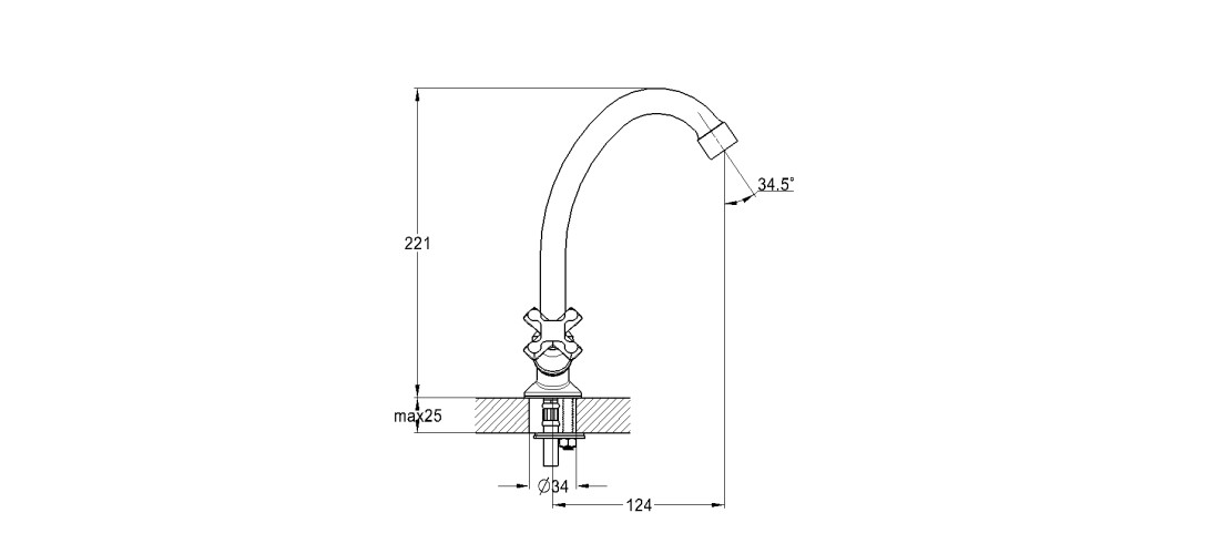 Смеситель для кухни двуручный JIK4-A102-A