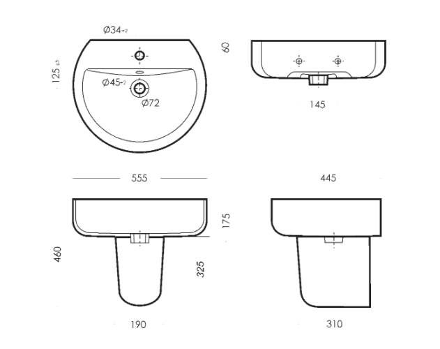 Умывальник BEST Sea с полупьедесталом SANITA LUXE