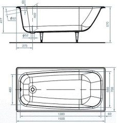 Ванна чугунная КЛАССИК L=1500 Новокузнецк