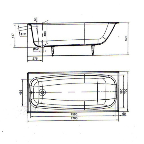 Ванна чугунная ГРАЦИЯ L=1700 Новокузнецк