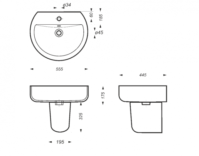 Умывальник BEST Red с полупьедесталом SANITA LUXE