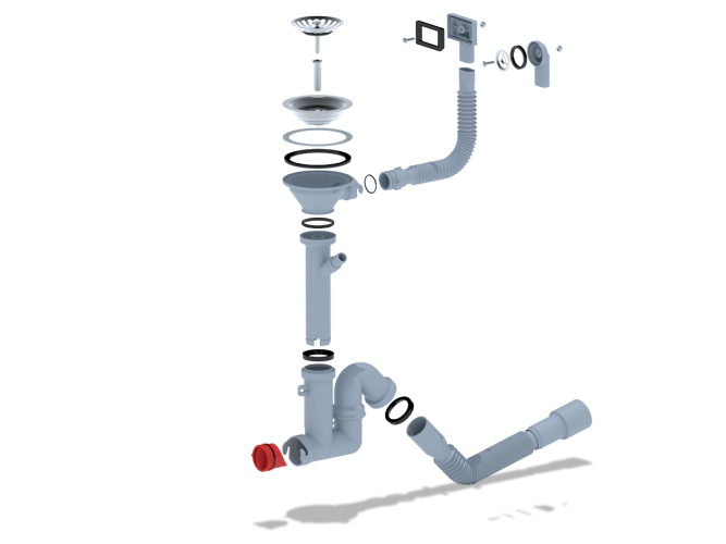 Сифон 3 1/2"*40 с отводом для стиральной машины. с гибкой трубой 40*40/50 F1045SA15