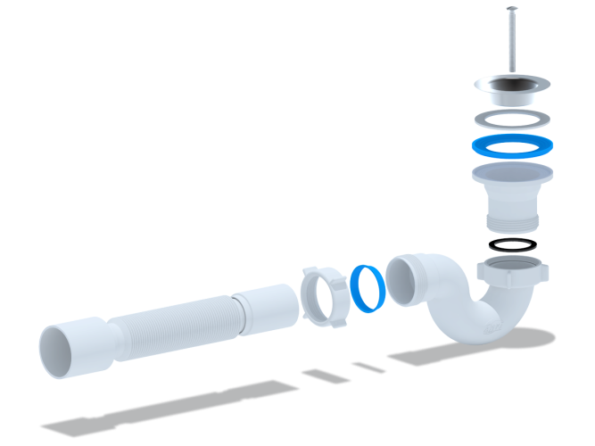 Сифон АНИ для душевого поддона 1 1/2"*40 с гибкой трубой 40/50 E115