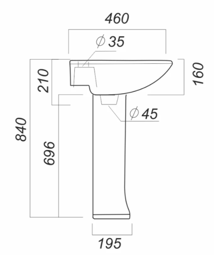 Умывальник ВИКТОРИЯ с пьедесталом SANITA