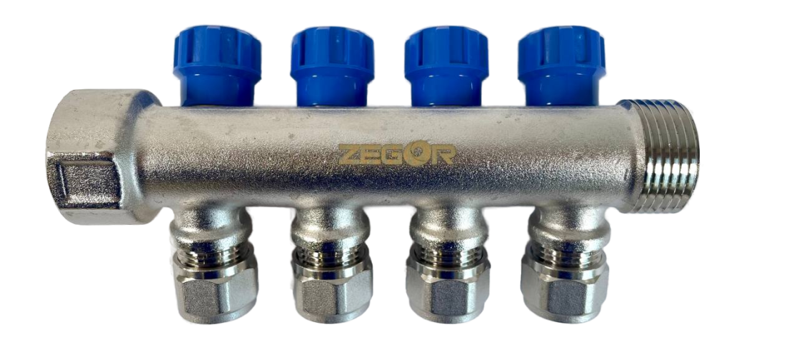 Коллектор 4 выхода х1.0"х1/2"х16 Н-В латунь ZEGOR QS-1842