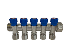 Коллектор 5 выхода х1.0"х1/2"х16 Н-В латунь ZEGOR QS-1852