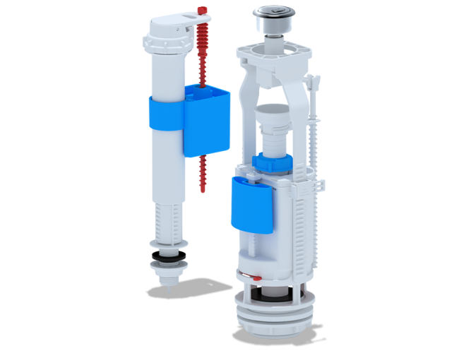 Арматура запорная АНИ WC9510C кнопка двойная хромированная нижний подвод воды