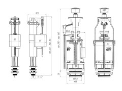 Арматура запорная АНИ WC9510C кнопка двойная хромированная нижний подвод воды