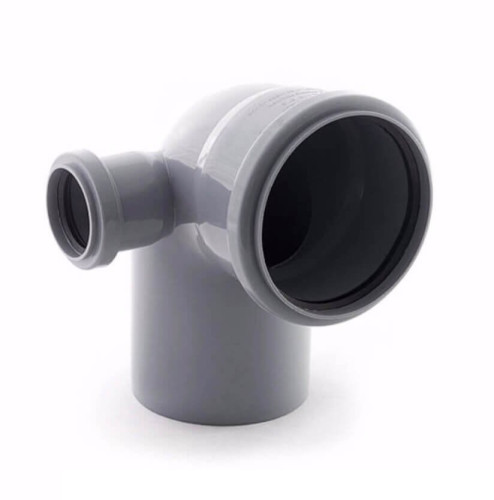 Отвод канализационный d110х90 с левым выходом D50 СТАНДАРТ КОНТУР