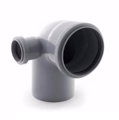 Отвод канализационный d110х90 с левым выходом D50 СТАНДАРТ КОНТУР