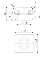 Трап вертикальный d110 с сухим затвором. решетка нержавеющая сталь