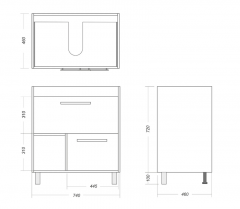 Тумба QUADRO 75 напольная  Нельсон SANITA LUXE
