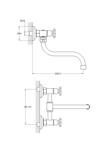 Смеситель для кухни  на стену JIK12-A102-A