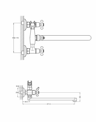 Смеситель для ванны двуручный QFR7-С827
