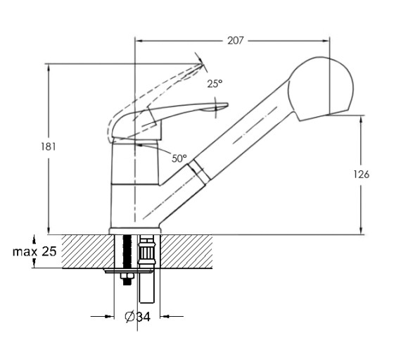 Смеситель с выдвижным изливом одноручный KEN4-A031