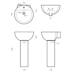 Умывальник ART с пьедесталом SANITA LUXE