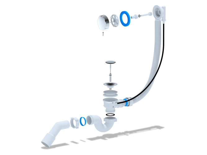 Перелив полуавтомат с прямоточным сифоном. с переходной трубой 45° 40*50 ЕМ311