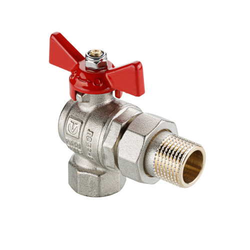 Кран шаровой 1/2" н/в с американкой угловой бабочка BASE-ГОСТ VT.228S