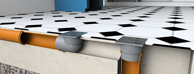 Трап вертикальный d110 с гидрозатвором. решетка нержавеющая сталь