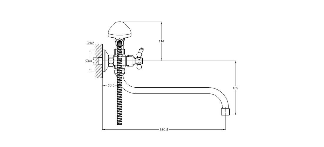 Смеситель для ванны двуручный QFR7-A722