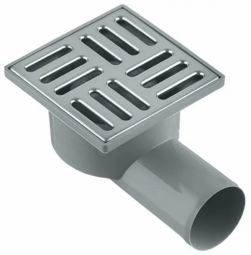 Трап горизонтальный d50 с гидрозатвором. решетка нержавеющая сталь