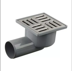 Трап горизонтальный d50 с гидрозатвором. решетка нержавеющая сталь