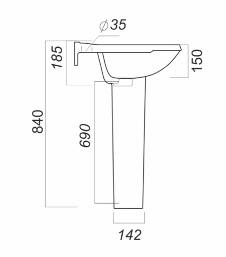 Умывальник КОМФОРТ с пьедесталом SANITA
