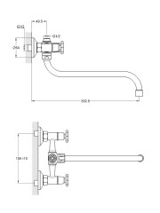 Смеситель для ванны двуручный JIK7-A102-A
