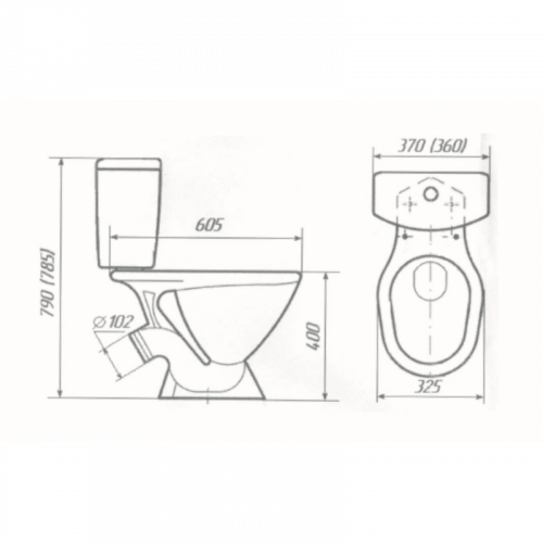 Унитаз-компакт УНИВЕРСАЛ ЦОП боковой подвод (шток)