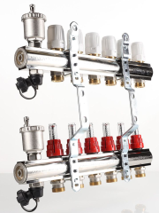 Блок коллекторный 9 выходов х1.0&quot;х3/4&quot; В-В-ЕК с расходомерами латунь VT.596