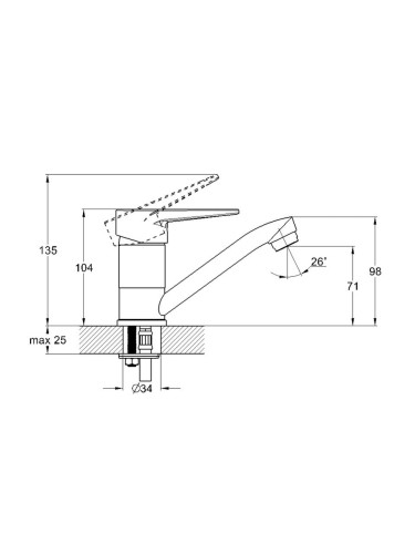 Смеситель для кухни одноручный 4L-B045