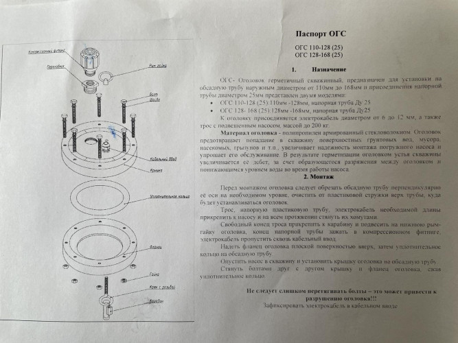 Оголовок скважинный ОГС 128-168/25