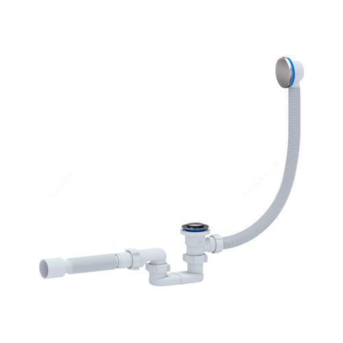 Сифон АНИ для ванны плоский с выпуском 1 1/2"*40 с переливом. клик-клак. с гибкой трубой ЕС055S