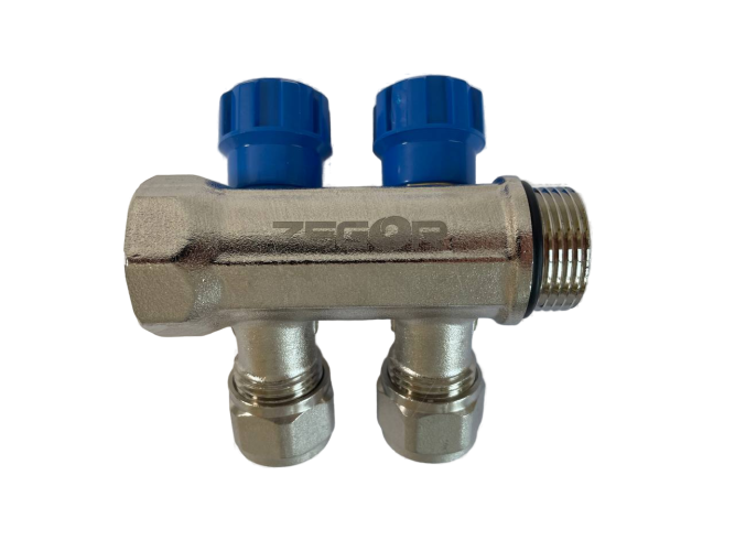 Коллектор 2 выхода х3/4" х1/2"х16 Н-В латунь ZEGOR QS-1622