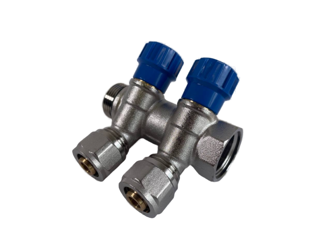 Коллектор 2 выхода х3/4" х1/2"х16 Н-В латунь ZEGOR QS-1622