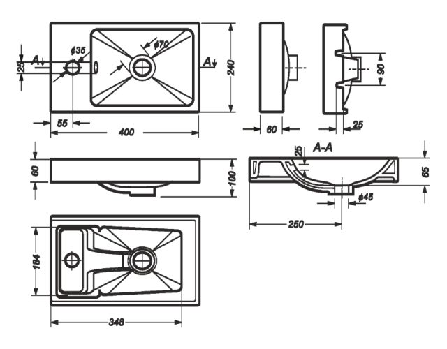 Умывальник FEST 40  мебельный SANITA LUXE