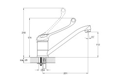 Смеситель для кухни одноручный хирургический 4D4-A027