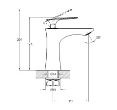 Смеситель для умывальника одноручный LOT1-A010PW