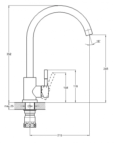 Смеситель для кухни одноручный EZA4-D090MG