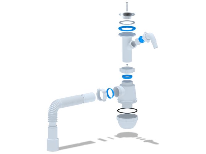 Сифон АНИ Грот 1 1/2"*40 с отводом для стиральной машины. с гибкой трубой 40*40/50 А2015