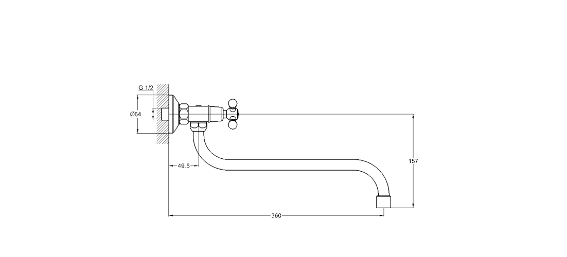 Смеситель для кухни  на стену JMX12-A605
