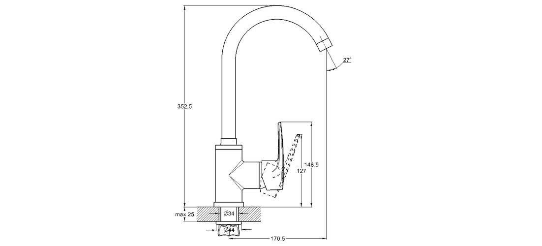Смеситель для кухни одноручный ZAR4-В181