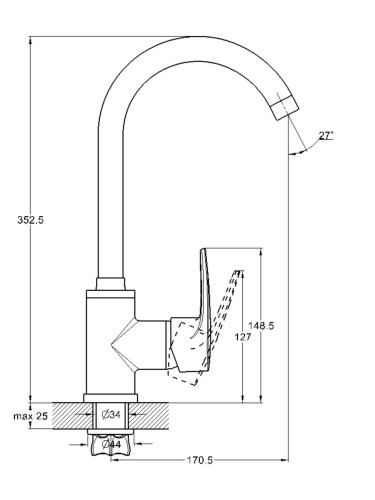 Смеситель для кухни одноручный ZAR4-В181